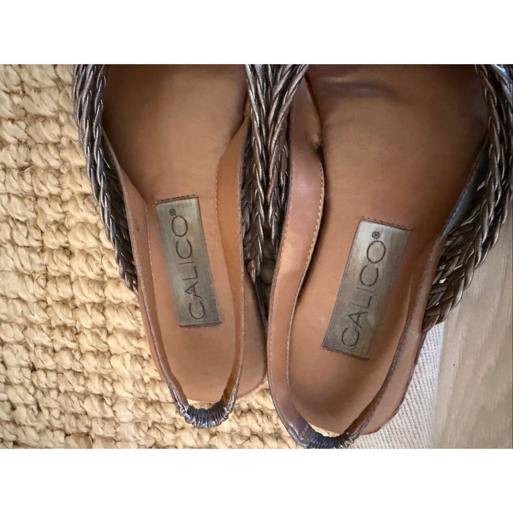Calico Metallic Woven Leather Slingback Sandals Women’s Size (укажи свой) Square - Picture 6 of 7